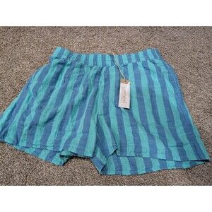 Ladies Size Small Natural Reflections Cabana Stripe Shorts Riveria/Pool Blue NWT